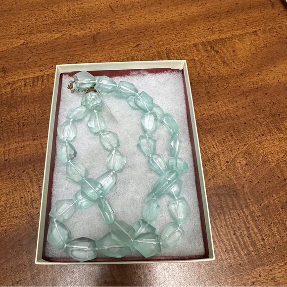 Talbots‎ Beaded 19” Necklace Faux Aquamarine Blue Green Reg $59 - Picture 2 of 5